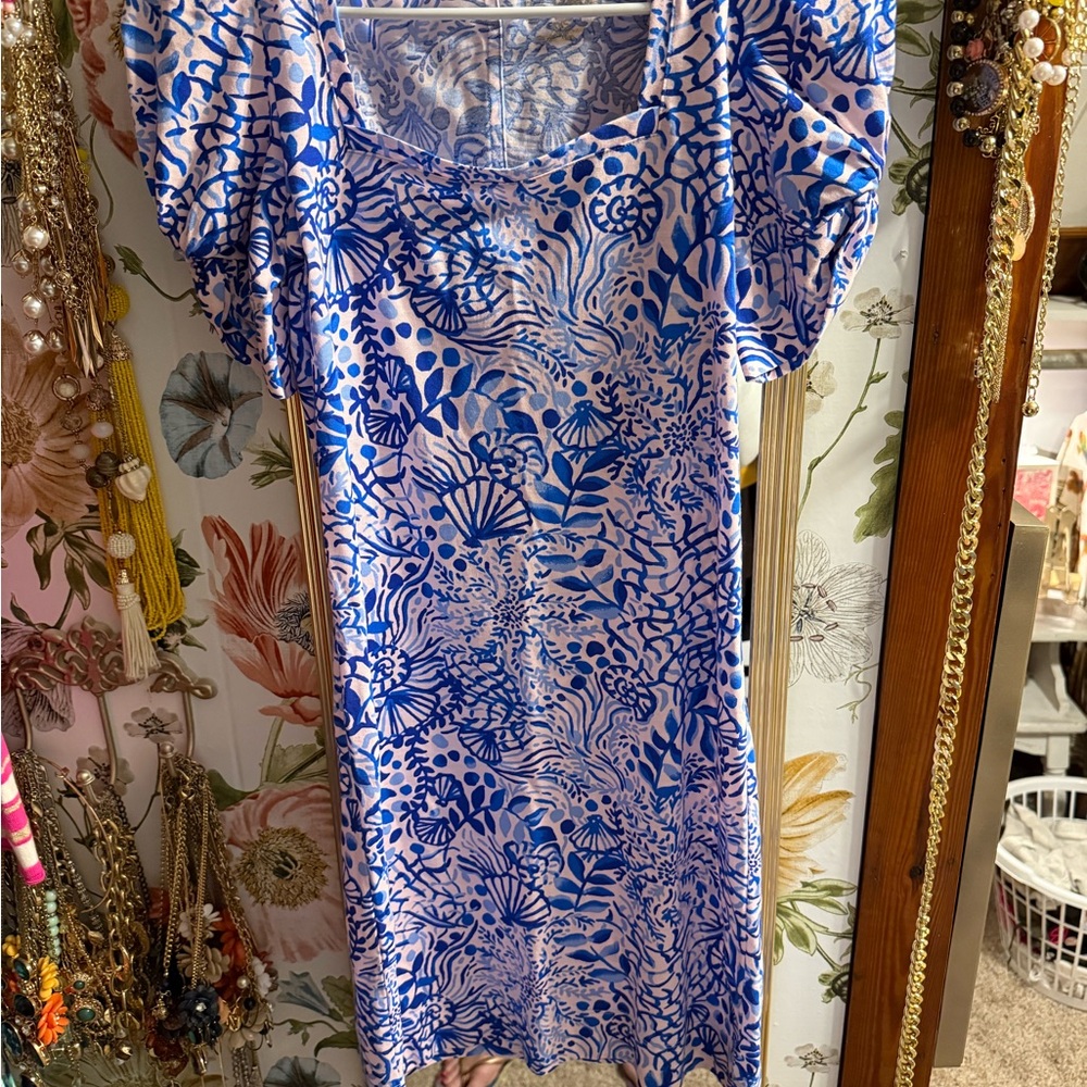 Lilly Pulitzer Blue and pink Patterned Fabric